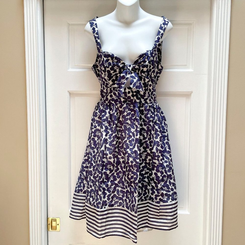 Nanette Lepore Swim Coverup Dress L Blue Cherry Retro